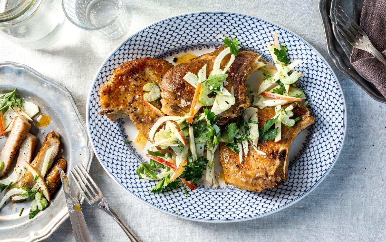 Seared Pork Chops With Apple-Fennel Slaw